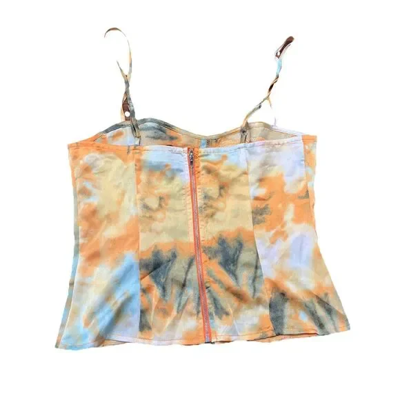 Pretty Little Thing Camisole Bustier Retro Multicolor Crop Top Party Clubwear - Picture 5 of 7